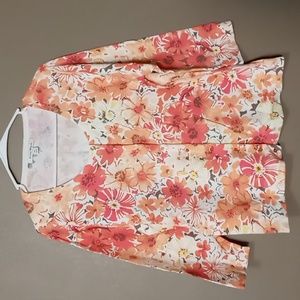 Studio Works Flowered Full Tiny Button Cardigan Size XL